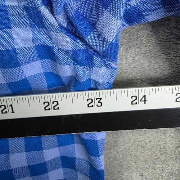 Mens Blue Gingham Check Cremeux Shirt Long Sleeve Button Up 100% Cotton Size M - Picture 6 of 8